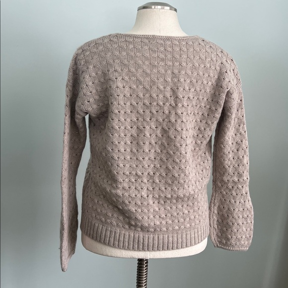 Benedetta B merino wool cable knit bishop sleeve pullover sweater beige M - Picture 4 of 11